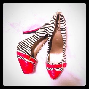 Red black and white zebra print